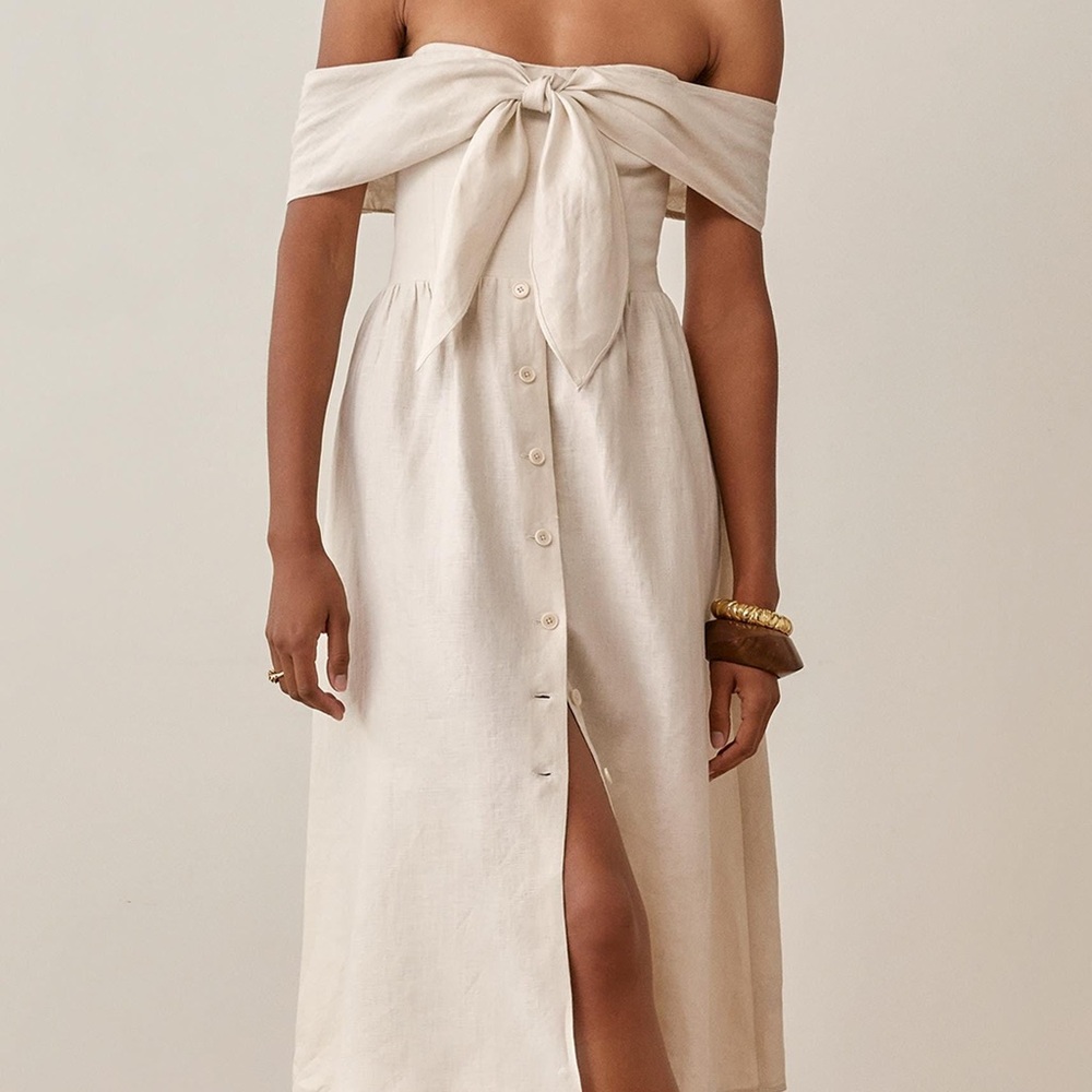 Reformation Barrington Ivory Linen Dress